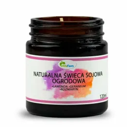 Naturalna Świeca Sojowa OGRODOWA (Lawenda, Geranium, Rozmaryn) 120 ml - Vitafarm